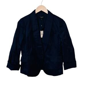 Talbots Kate Fit Taffeta One Button Blazer Size 6 NWT Blue